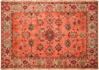 Naklejka premium Overdyed Rug in Vibrant Coral Color Featuring Bohemian Style Design for Modern Home Decor Ideas
