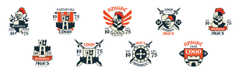 Middle Ages Logo Design and Medieval Emblem Vector Set
