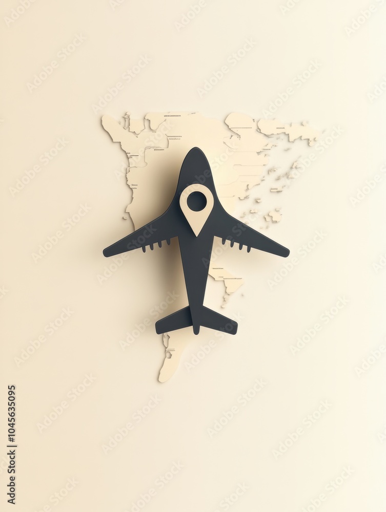 Poster an airplane graphic is depicted flying towards a map pin, illustrating the concept of discovering ne