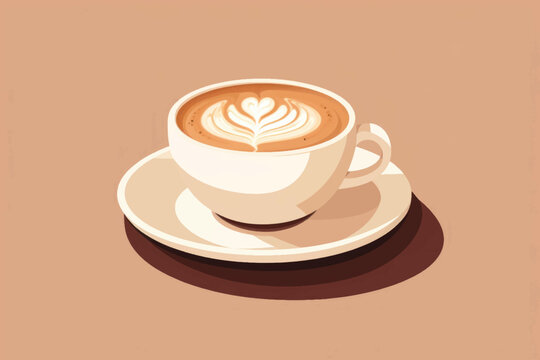 Latte art coffee cup illustration