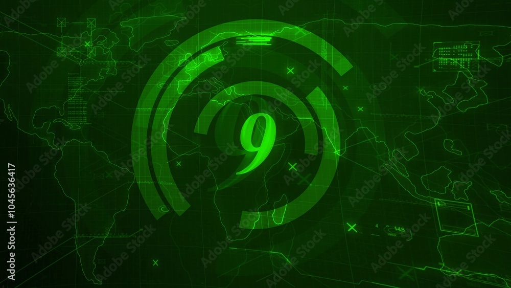 Poster digital countdown timer on futuristic interface