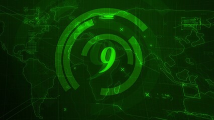 Digital Countdown Timer on Futuristic Interface