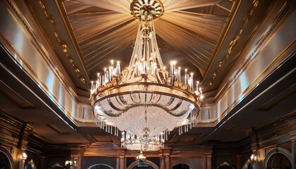 Obraz premium 고급스러운 크리스탈 샹들리에가 천장에 달려있다