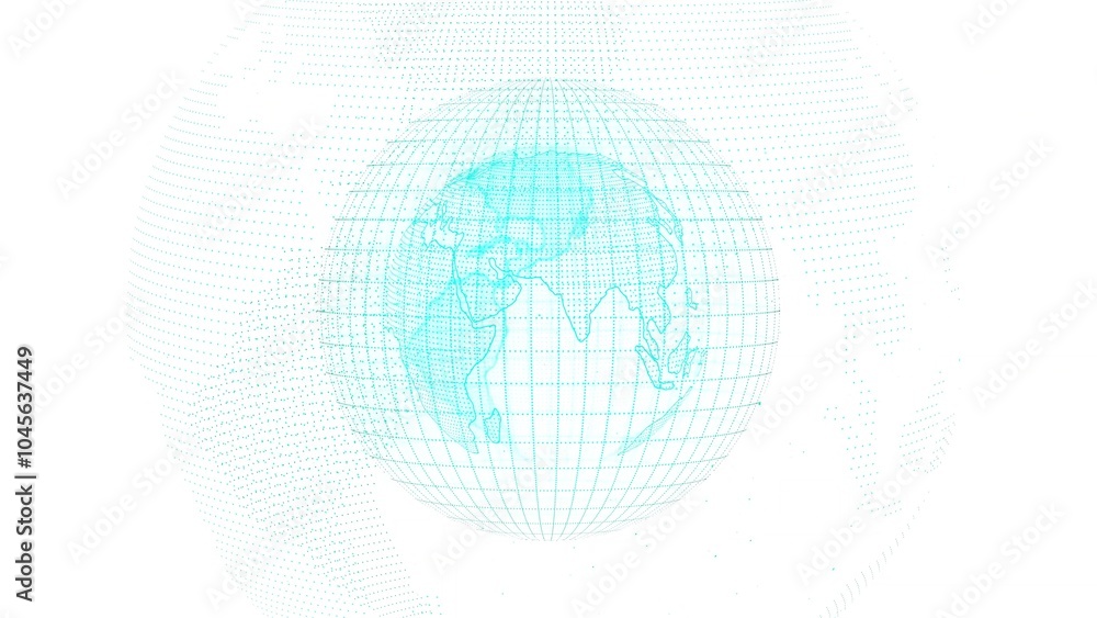 Poster digital globe with grid overlay on white background