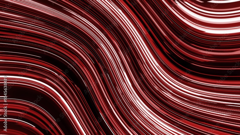 Poster abstract red and white wavy lines pattern