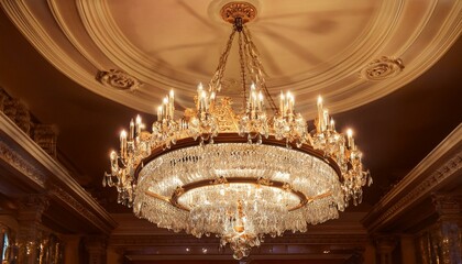 Obraz premium 고급스러운 크리스탈 샹들리에가 천장에 달려있다