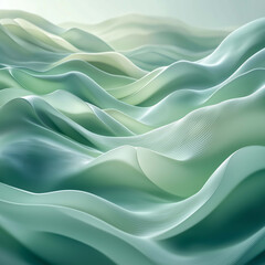 Obraz premium Calming waves of soft green hues create serene and tranquil atmosphere, showcasing smooth, flowing lines and gentle curves that evoke sense of peace and relaxation