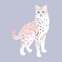 Obraz premium Watercolor illustration of spotted cat