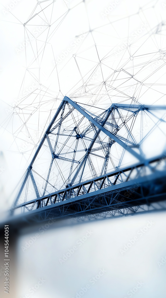 Poster geometric elegance a structural perspective of modern bridge design and technology integration