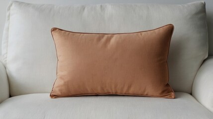 Simple and Elegant Rectangular Pillow on a Soft Cream Sofa in a Modern Living Room
