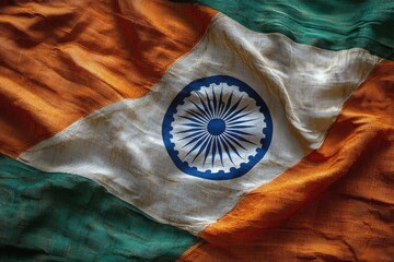 Indian flag with bright saffron, white, and green colors displayed during the day