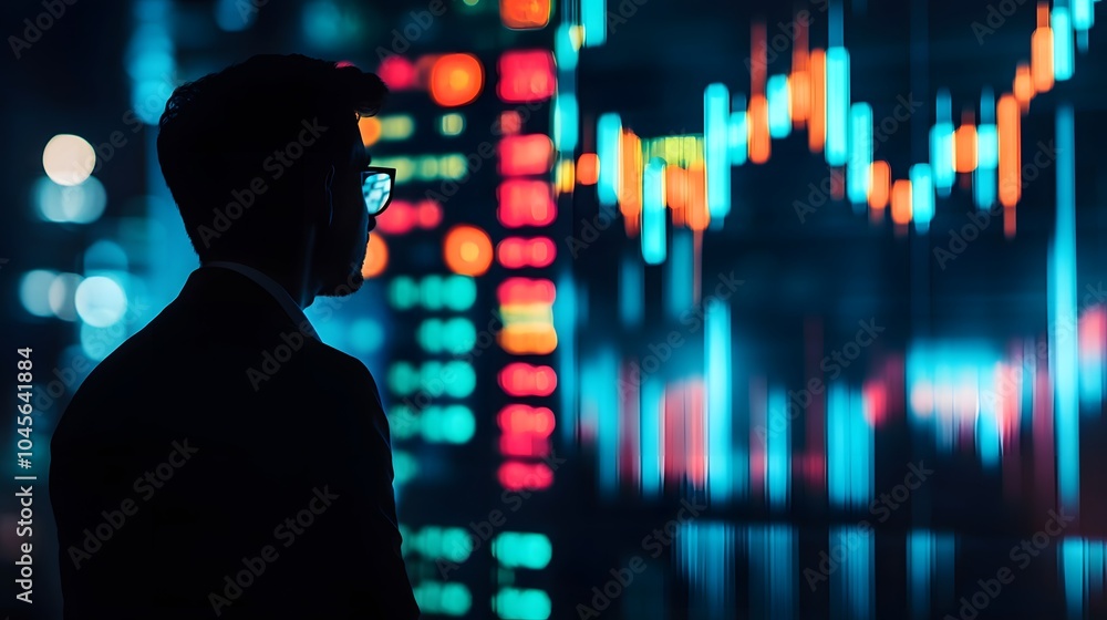 Poster Business Trader Analyzing Market Trends and Data