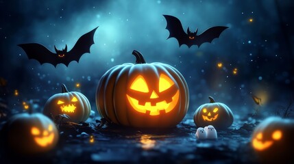 Obraz premium halloween background with pumpkins