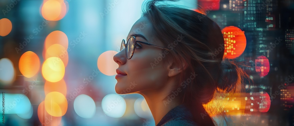 Poster Profile of a Trader Against a City Background