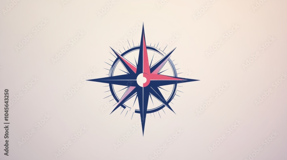 Poster a geometric compass rose with clean lines and a focused center element symbolizes direction and navi