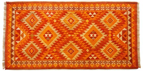 Vibrant Orange Bold Kilim Rug Perfect for Adding a Pop of Color to Any Interior Design Space