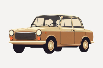 Vintage beige classic car illustration