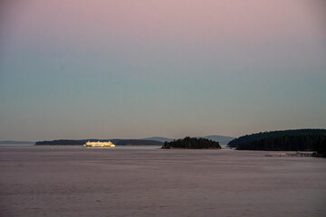 Sunset over the late ferry