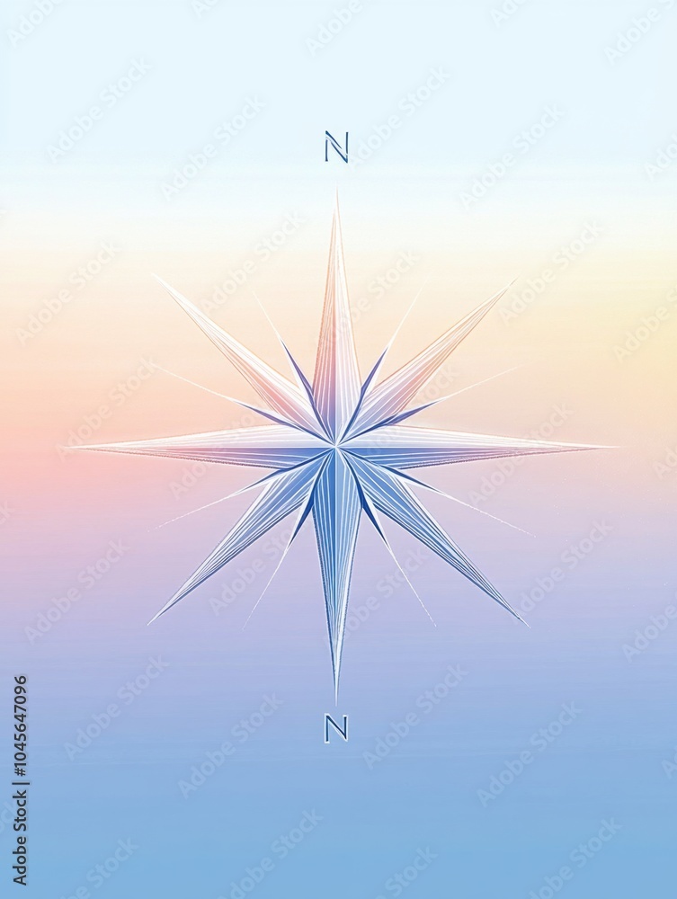 Poster a geometric compass rose design with sharp lines and a central point highlights directional themes s