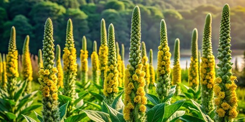 Fototapeta premium Drone Photography of Mullein Herb in Natural Habitat for Herbal Medicine Uses