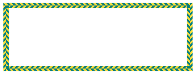 Empty frame with green and yellow geometric pattern, isolated on transparent or white background. Vector illustration.