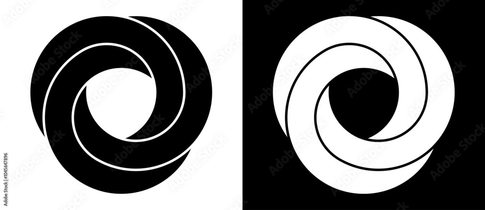 Poster abstract background with spiral in triangle. art lines design logo or icon. a black figure on a whit