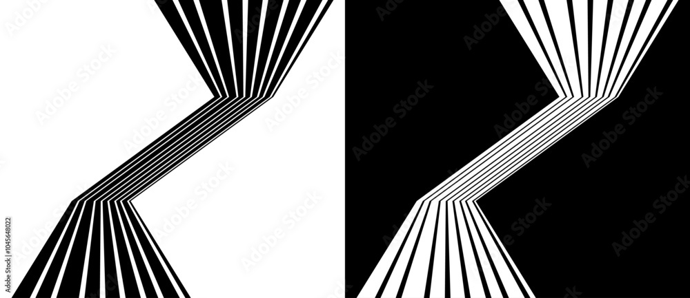 Poster abstract background with zigzag lines. stripes optical art illusion.