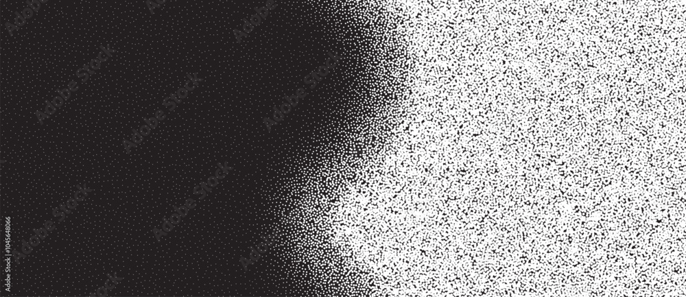 Poster abstract art background waves with dots. stipple effect with chaotic noise.