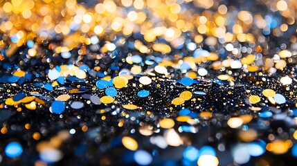 Abstract Glitter Dance in Blue and Gold