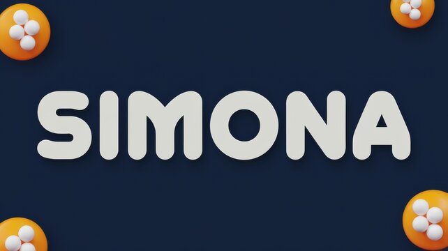 Colorful Graphic Design Featuring the Name 'Simona' in Bold Typography With Playful Orbs: Ideal for Branding or Personalization