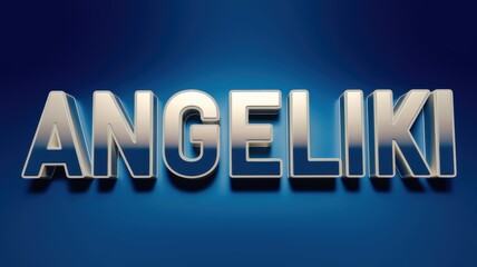 3D Metallic Text 'ANGELIKI' on a Deep Blue Background for Branding or Graphic Design Projects