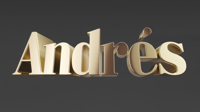 3D Golden Text: 'Andrés' with Shadows on Dark Background for Branding and Personalization