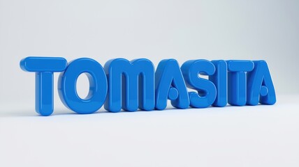 Fototapeta premium 3D Text Design: Bright Blue 'TOMASITA' in a Simple Background, Perfect for Branding or Signage Use