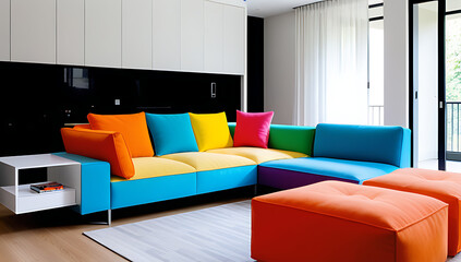 colorful sofa modern living room created using interior design elements artistic flair