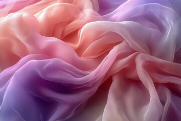 Obraz premium Colorful flowing fabric with elegant waves and soft gradients in hues of pink and purple
