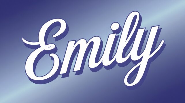 Elegant cursive text 'Emily' on a smooth blue gradient background, ideal for personal branding or creative projects. - Powered by Adobe