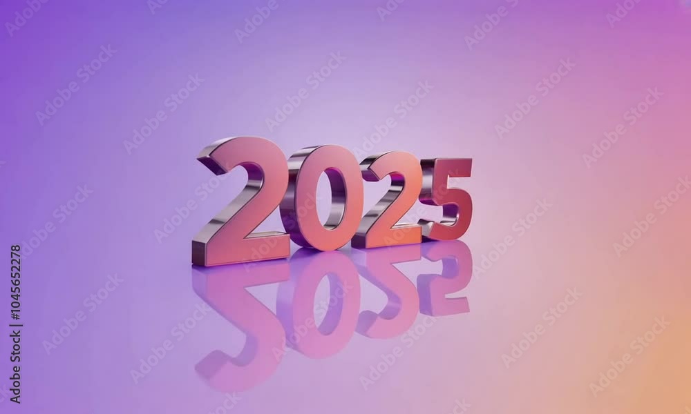 Poster new year 2025 arranged in a way that they appear to be a reflection of each other. the numbers are s