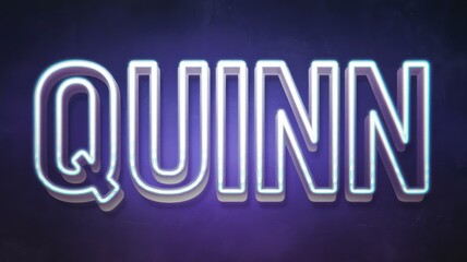 Vibrant Neon Sign: 'QUINN' Illuminated in Purple and Blue for Modern Decor and Branding Use