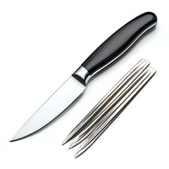 Obraz premium Close-up of a kitchen knife and skewers.