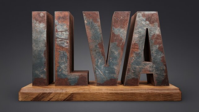 Stylish Metal Letters 'ILVA' on Wooden Base: Perfect for Decor and Branding Projects