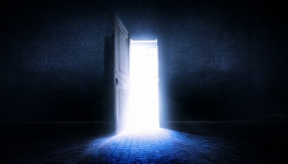 굳게 닫힌 문이 조금씩 열리며 빛이 새어나오는 모습