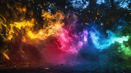Fototapeta premium Colorful Smoke Swirls in a Mystical Atmosphere