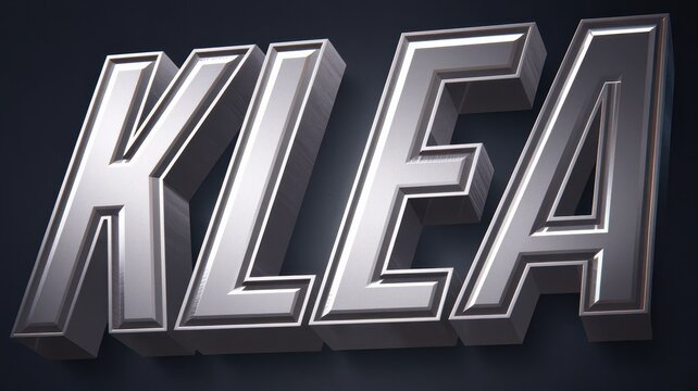 3D Metallic Text: 'KLEA' in Bold Silver Style for Modern Branding and Design Projects