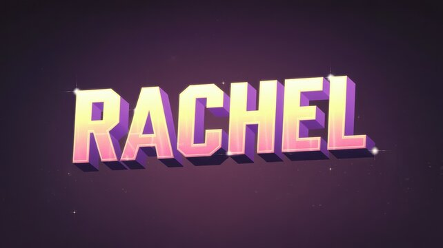 Colorful Typography: Vibrant name 'Rachel' set against a dark purple background, ideal for personal branding or design projects. - Powered by Adobe