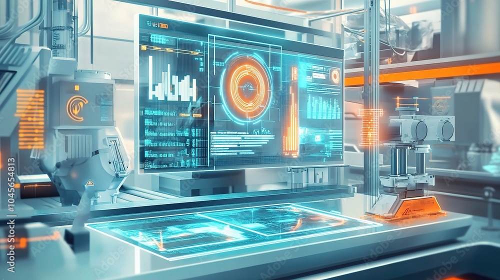 Poster advanced technology display with data visualization
