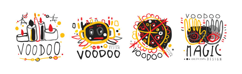 Fototapeta premium Voodoo Original Design Colorful Logo Collection Vector Set