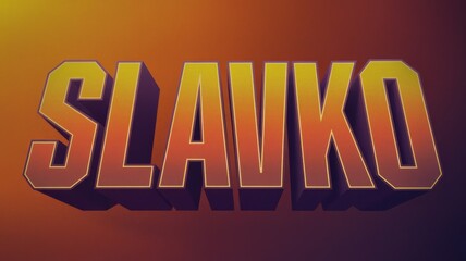 Bold Graphic Text: The name 'SLAVKO' in vibrant orange against a gradient background, ideal for branding or creative projects.