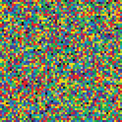 small squares arranged in rows and columns with a random distribution of all colors and all the same size like pixels