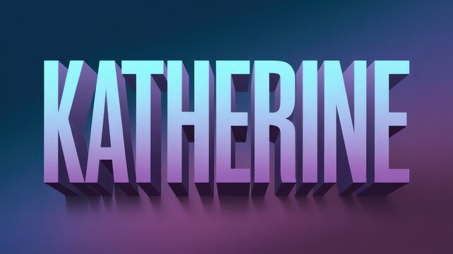 Stylish Text Design: A vivid 3D representation of the name 'Katherine' in gradient blue and purple, perfect for branding or personal projects. - Powered by Adobe