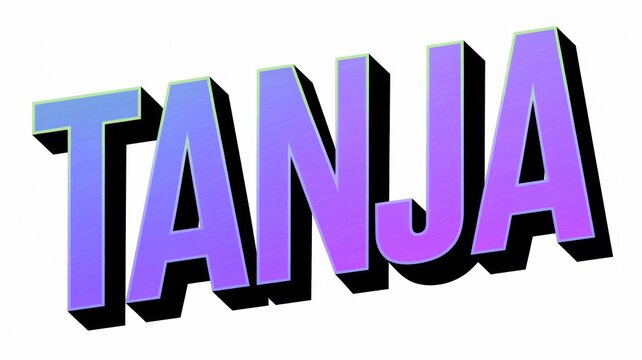 Vibrant 3D Text: 'TANJA' in Gradient Purple, Ideal for Graphic Design and Personal Branding